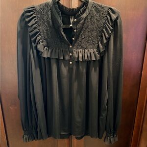Anthropologie Elegant Black Ruffled Women's Top
